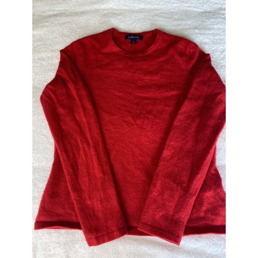 Land's End 100% cashmere women's Long Sleeve   Red Sweater Size S